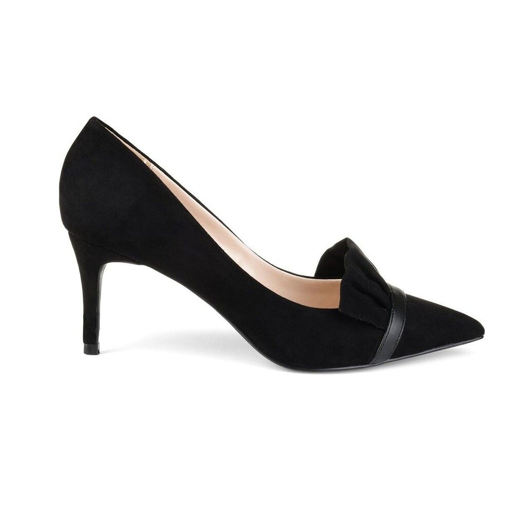 Journee Collection Womens 8.5 M Black Marek Ruffle Pointed Toe Heels NIB LL9